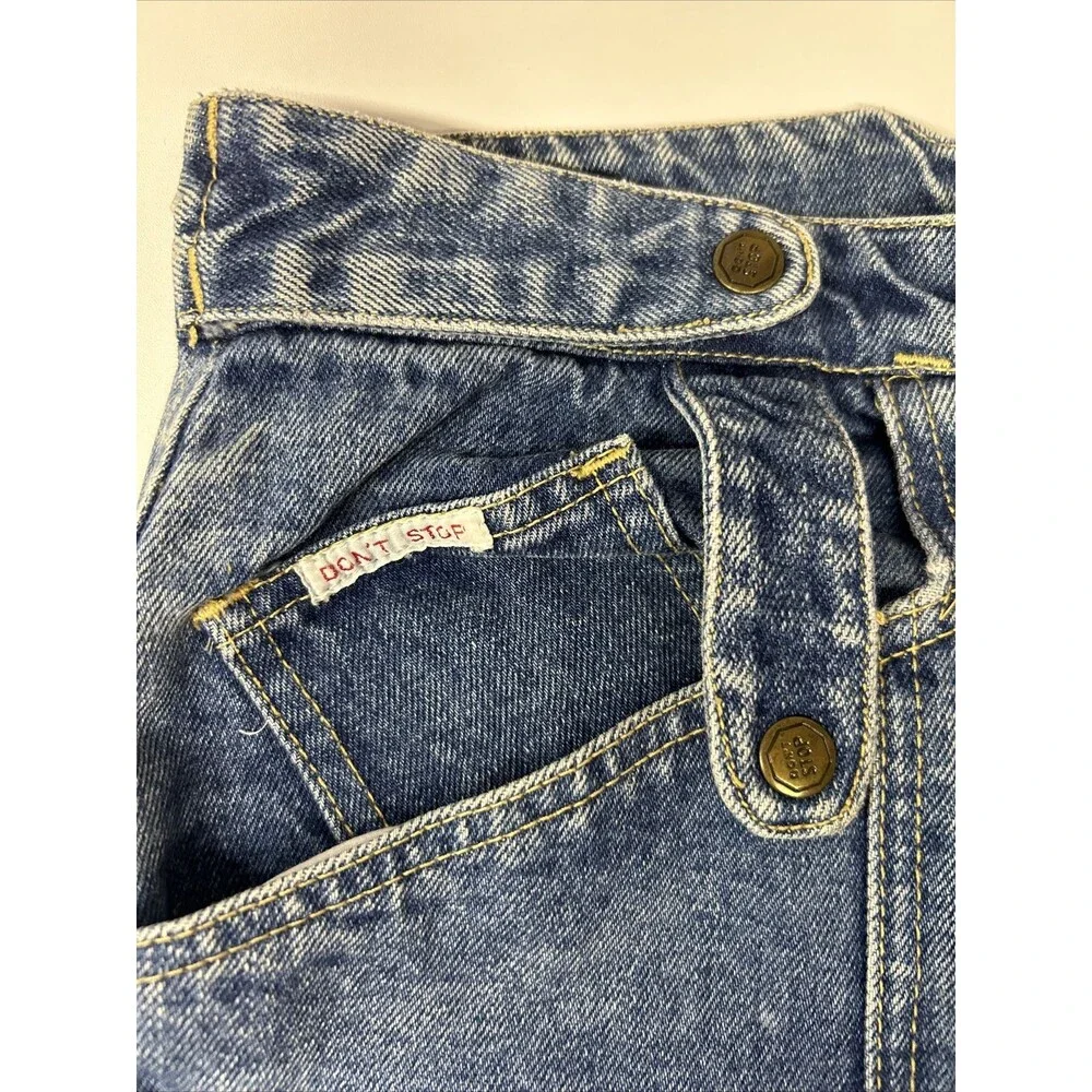 Vintage 80’s Blue Jeans Don’t Stop Denim Baggy Junior Women’s Size 11/12 - Picture 3 of 11